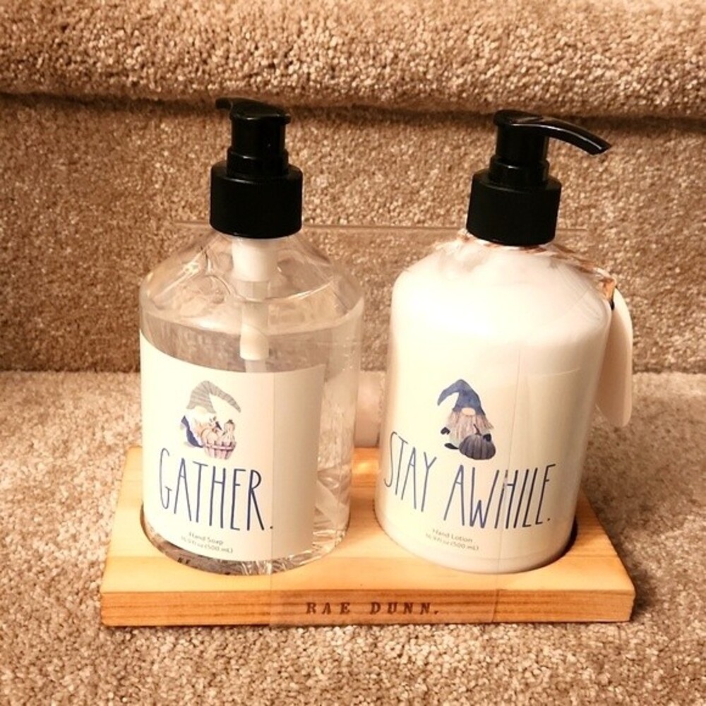Rae Dunn Thanksgiving Hand Soap & Lotion Set in "Mystic Vanilla" Scent NEW!